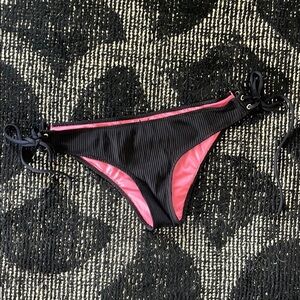 PINK Victoria's Secret Black and Pink Bikini Swimwear Bottom